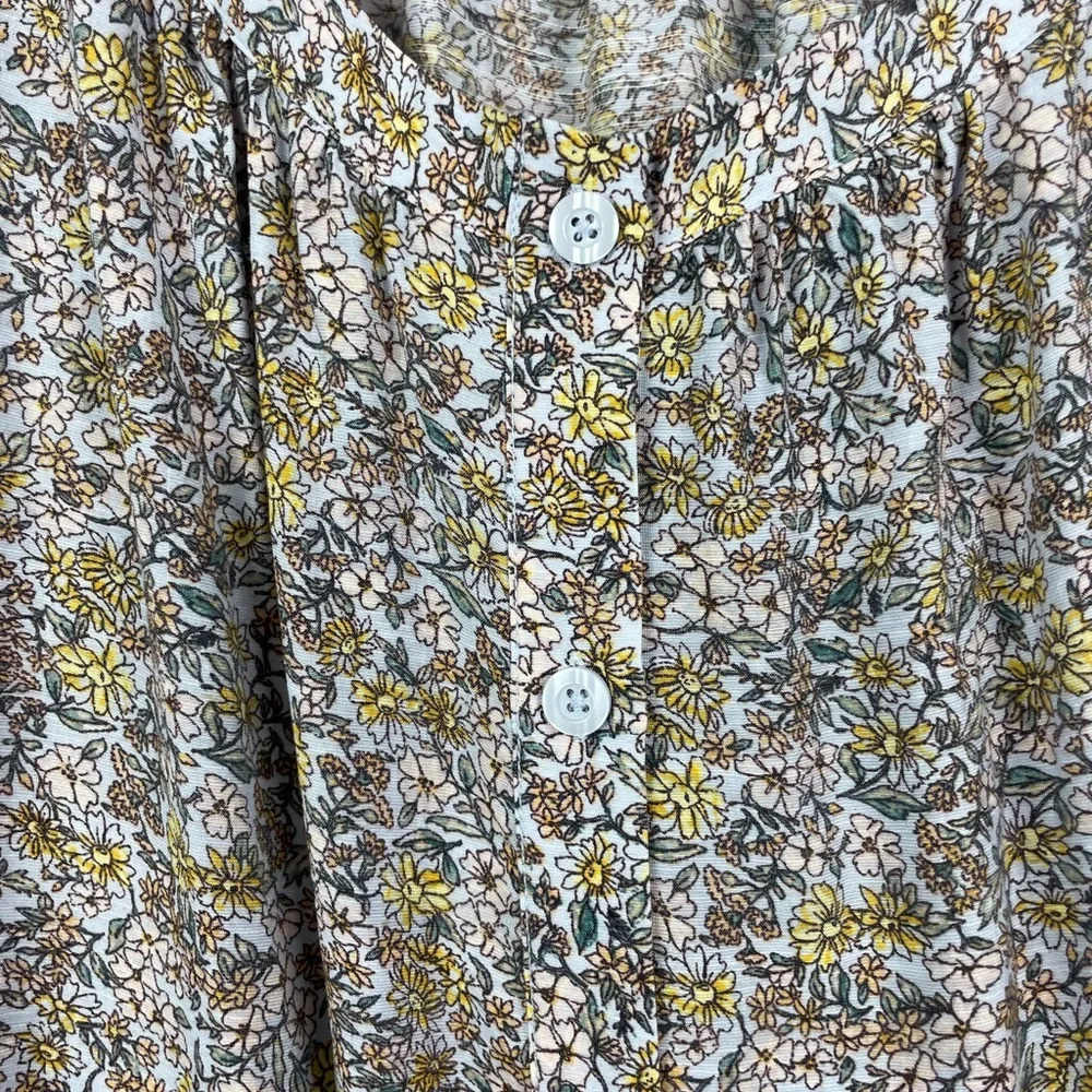 LC Lauren Conrad Multicolor Floral Long‎ Puff Sleeve Square Neck Peasant Blouse - Picture 3 of 8